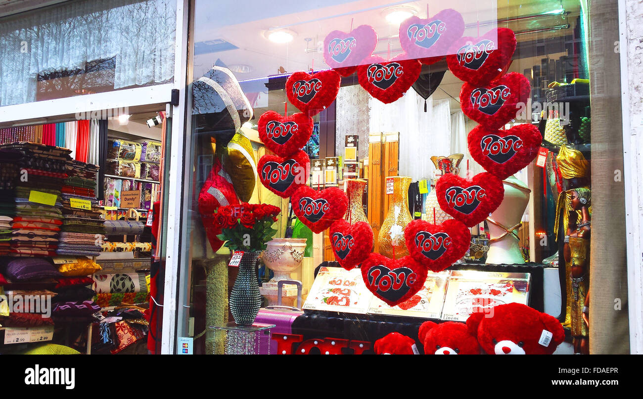 Louis vuitton coloured heart shape shop window display. Sloane