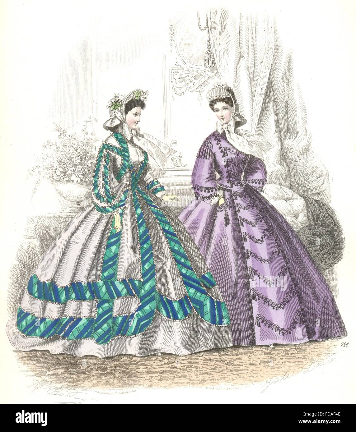 Fashion plate from the Englishwoman's Domestic Magazine Stock Photo