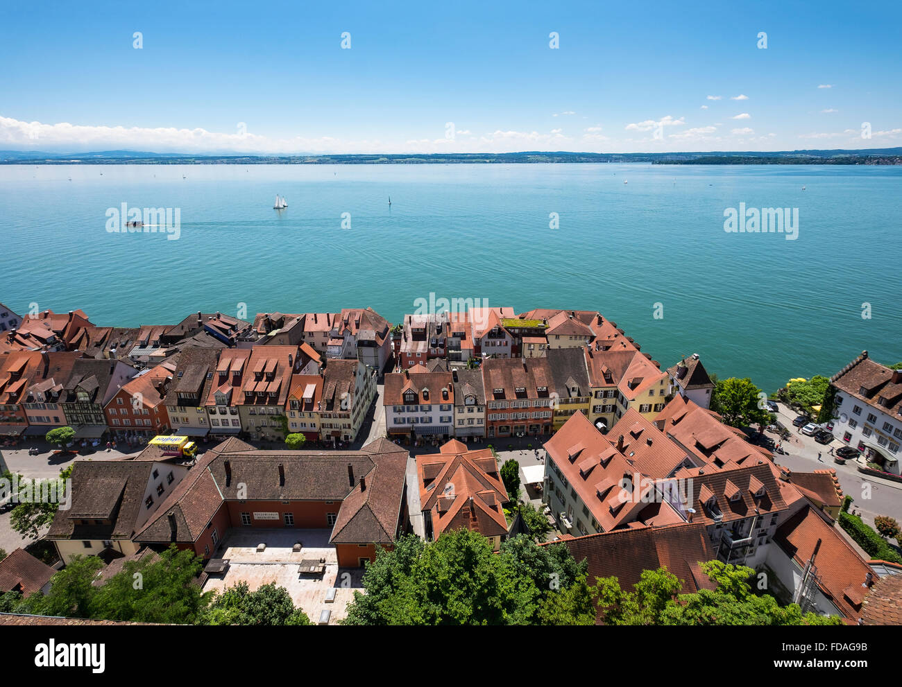 Lower town, Meersburg on Lake Constance, Bodenseekreis, Upper Swabia, Baden-Württemberg, Germany Stock Photo