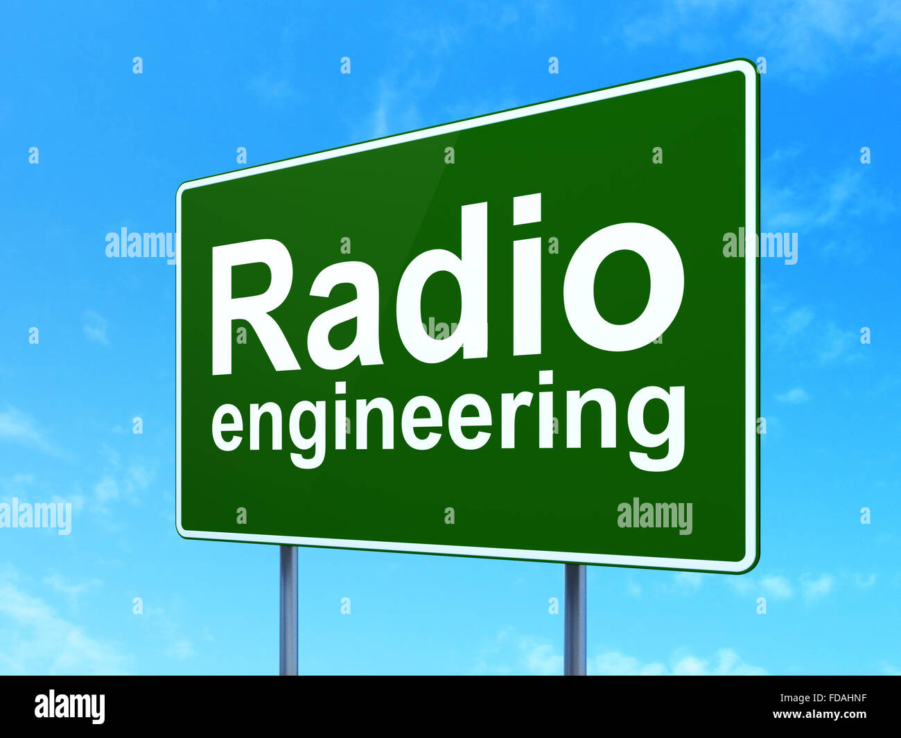 Science concept Radio Engineering on road sign background Stock Photo
