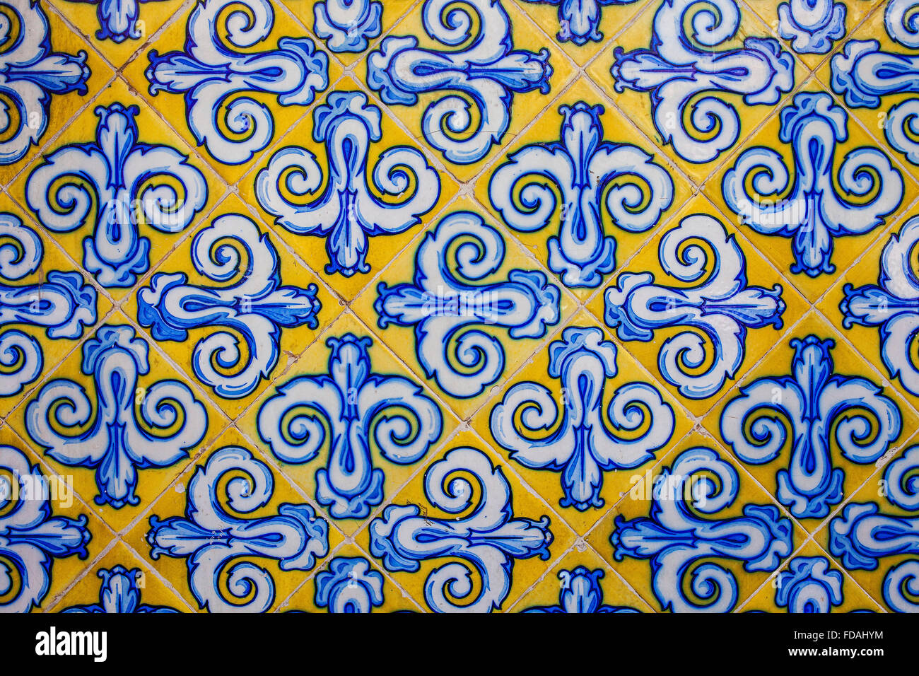Detail of facade,exterior of Mercado Central, ornately tiled.Valencia,Spain Stock Photo