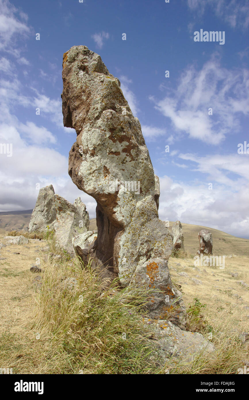 Zorats Karer stone cirlce near Sisian in Armenia Stock Photo