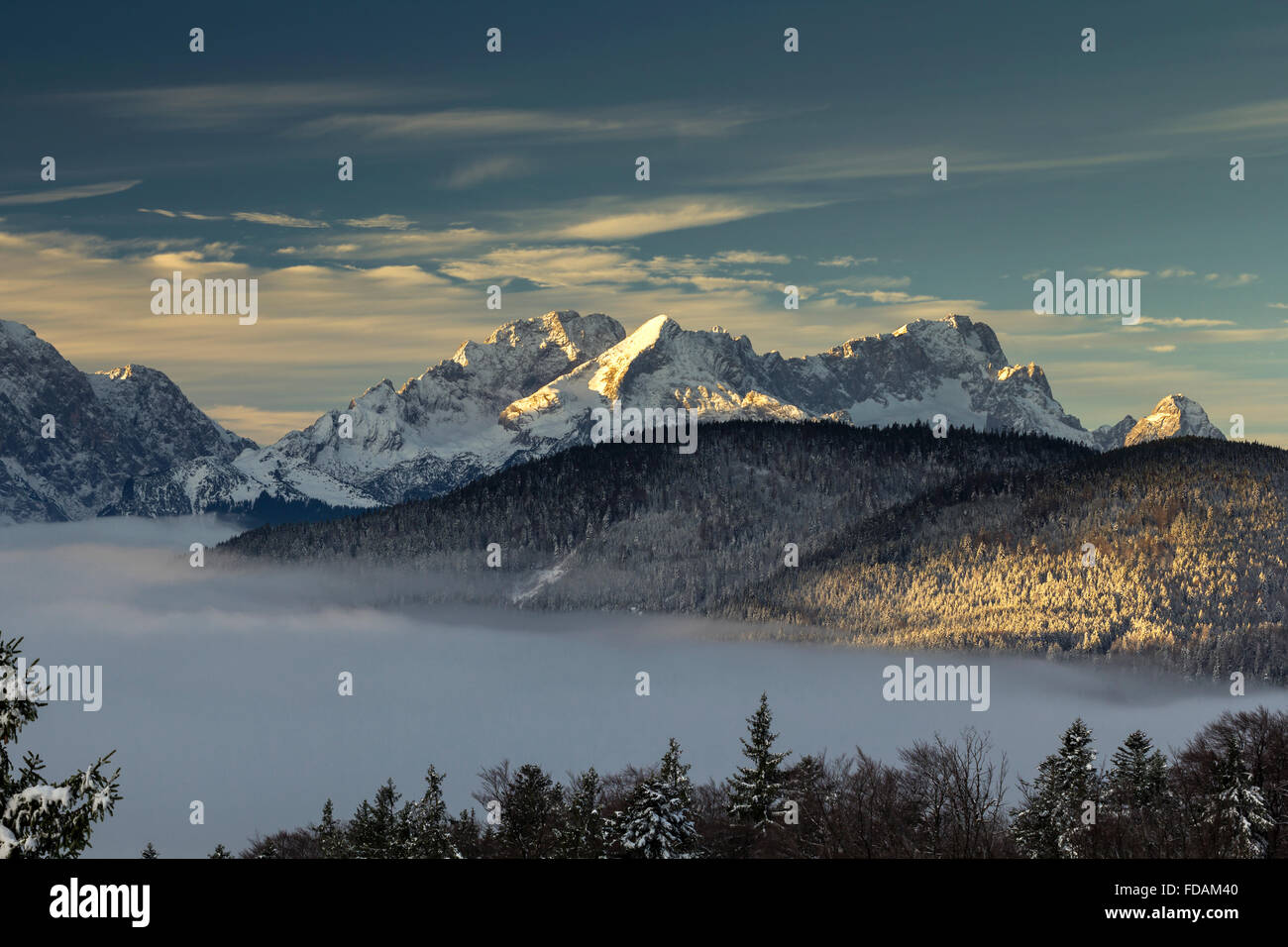 Sunrise over Karwendel mountains Stock Photo