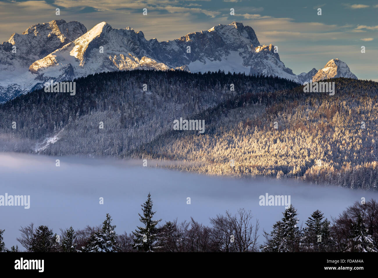 Sunrise over Karwendel mountains Stock Photo