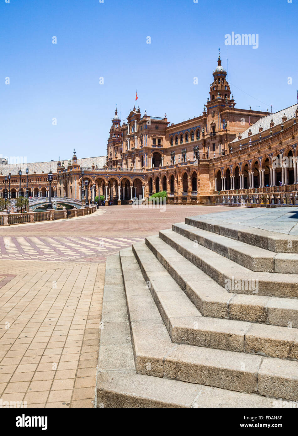 Spain, Andalusia, Province of Seville, Seville, Plaza de Espana, central building of the Ibero-America Exposition of 1929 Stock Photo