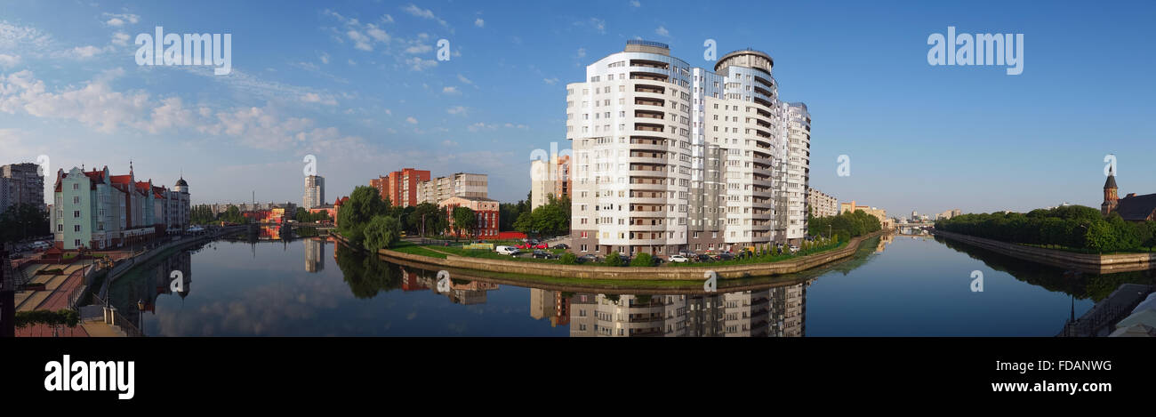 Panoramic view of the center of Kaliningrad and Pregolya River, Russia, Europe Stock Photo
