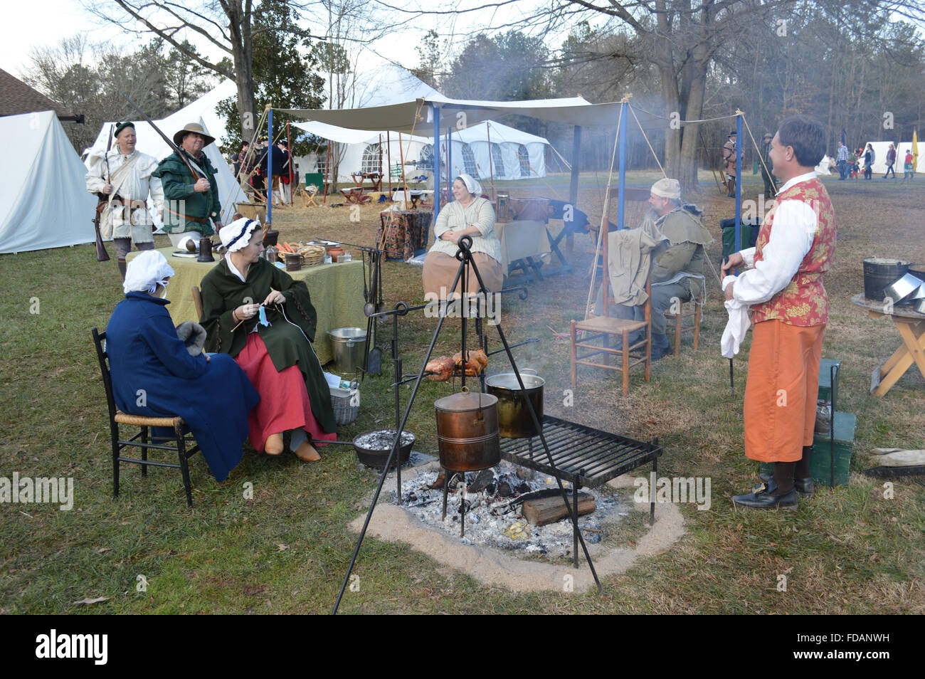 A reenactment of the Battle of Cowpens in the American Revolutionary