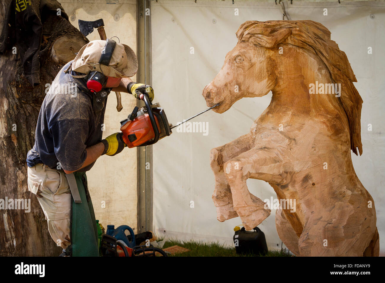 Knutsford, Cheshire, UK, 29th Aug, 2015. The 11th English Open Chainsaw Carving Competition Cheshire Game & Country Fair Stock Photo
