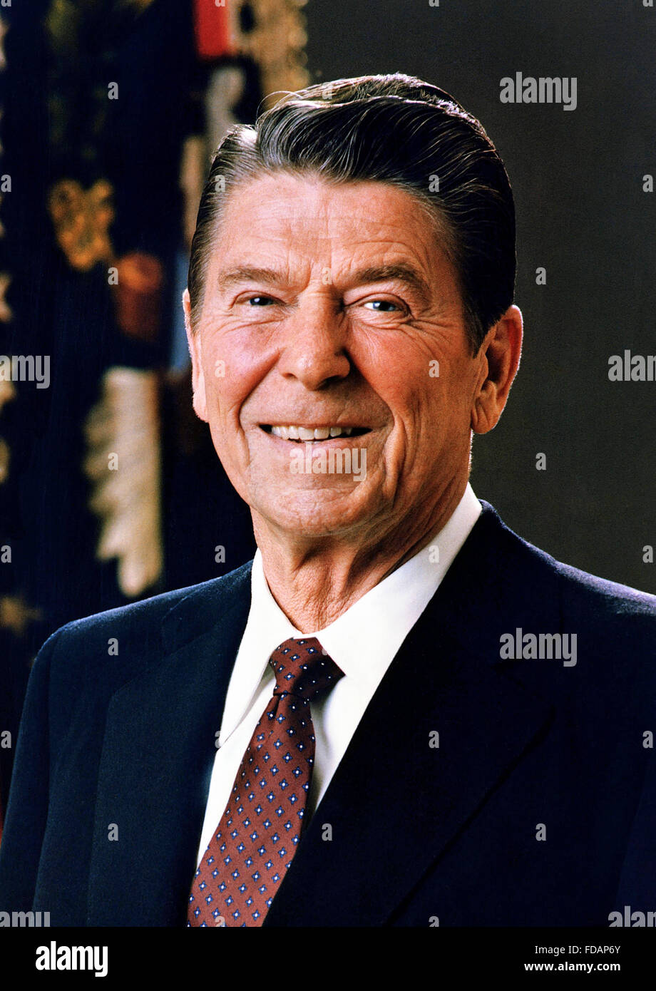 Official White House photo of Ronald Reagan, the 40th President of the USA, c.1981-1983 Stock Photo