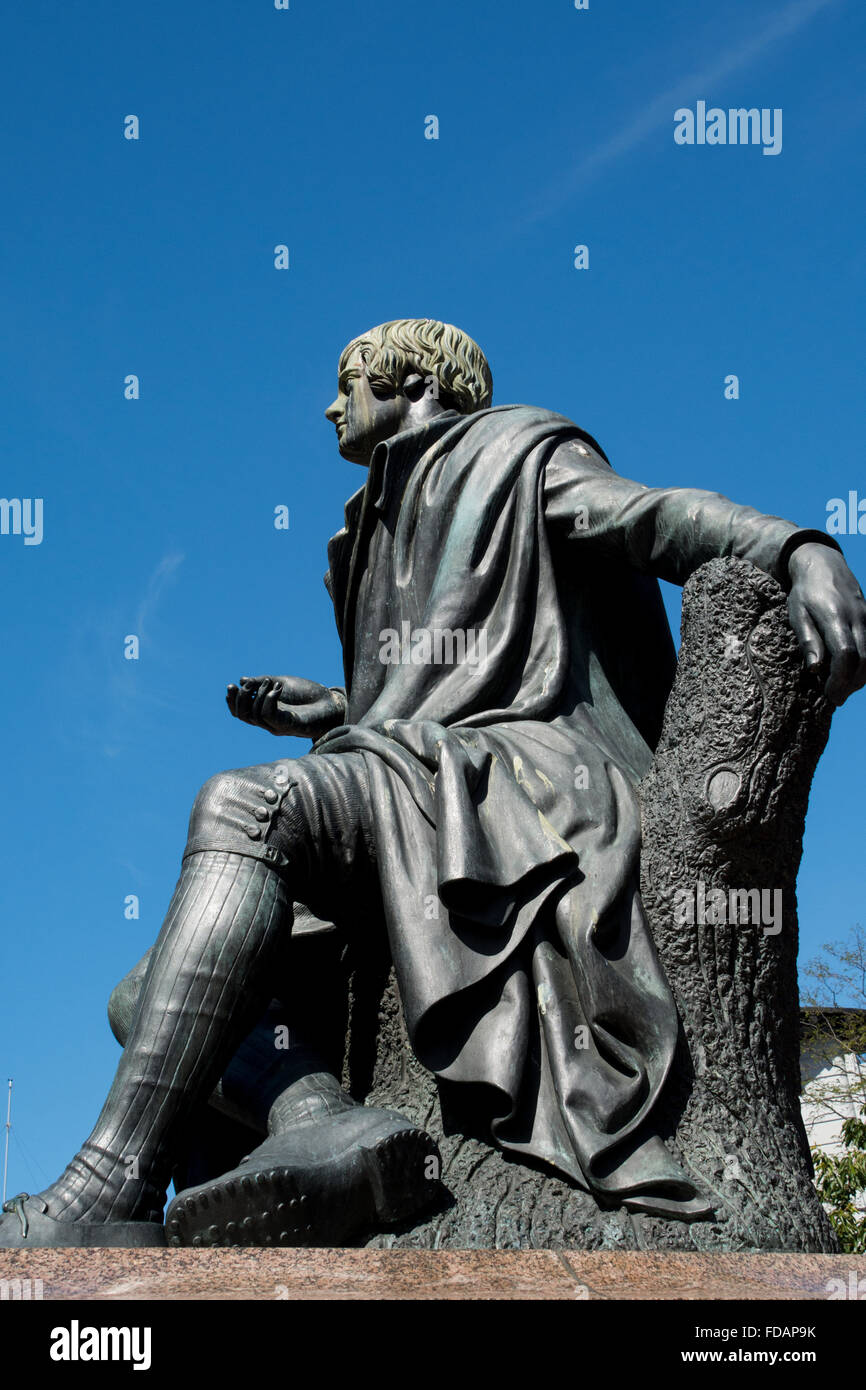 New Zealand, South Island, Dunedin. View of the Robert Burns statue