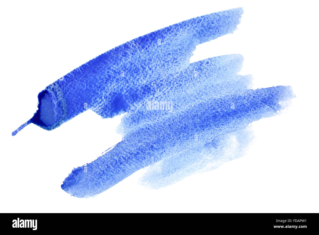 Blue watercolor brush strokes isolated on the white background Stock ...