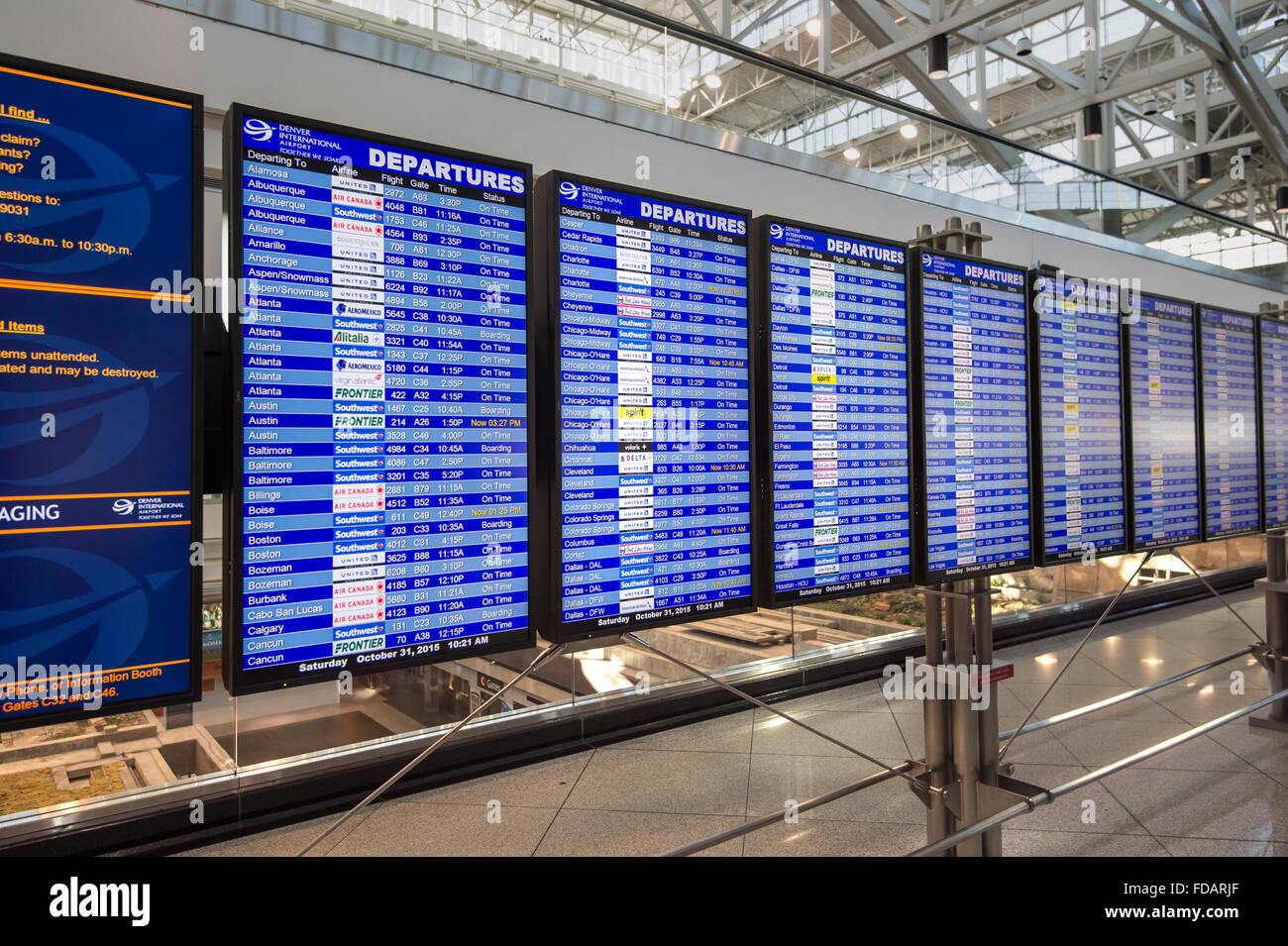 Airport Arrivals & Departures Board Stock Photo