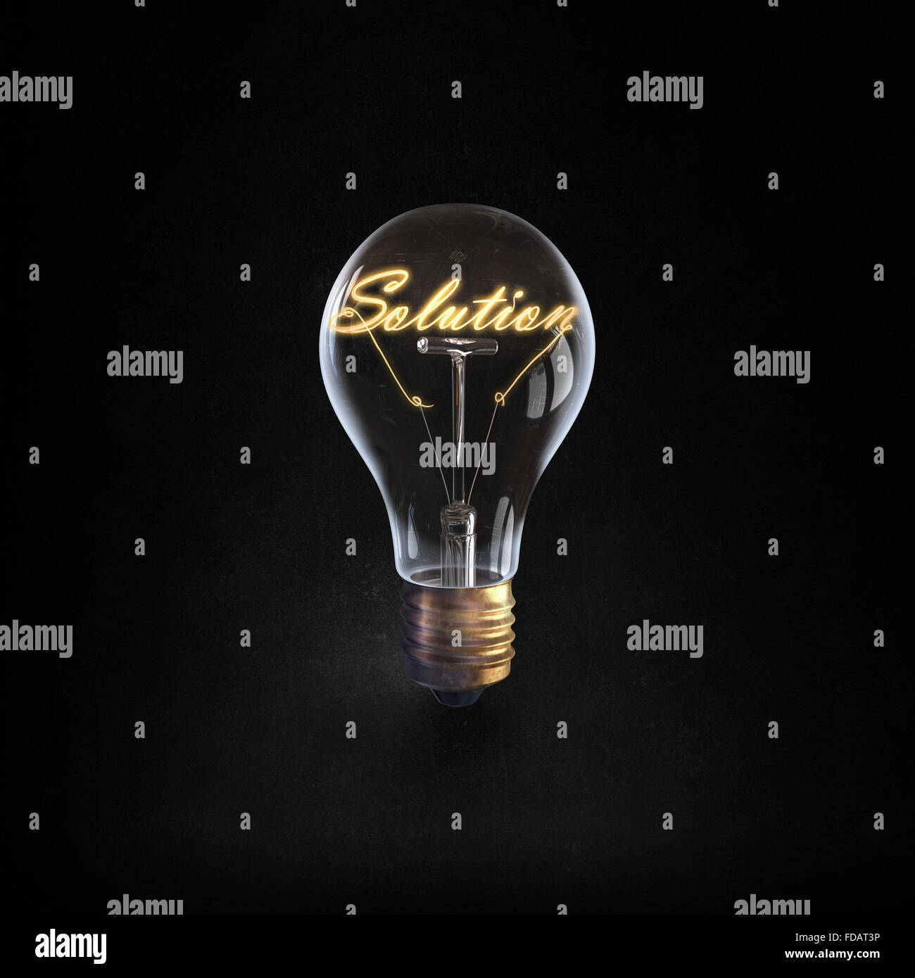 Glowing glass light bulb with word solution inside Stock Photo Alamy