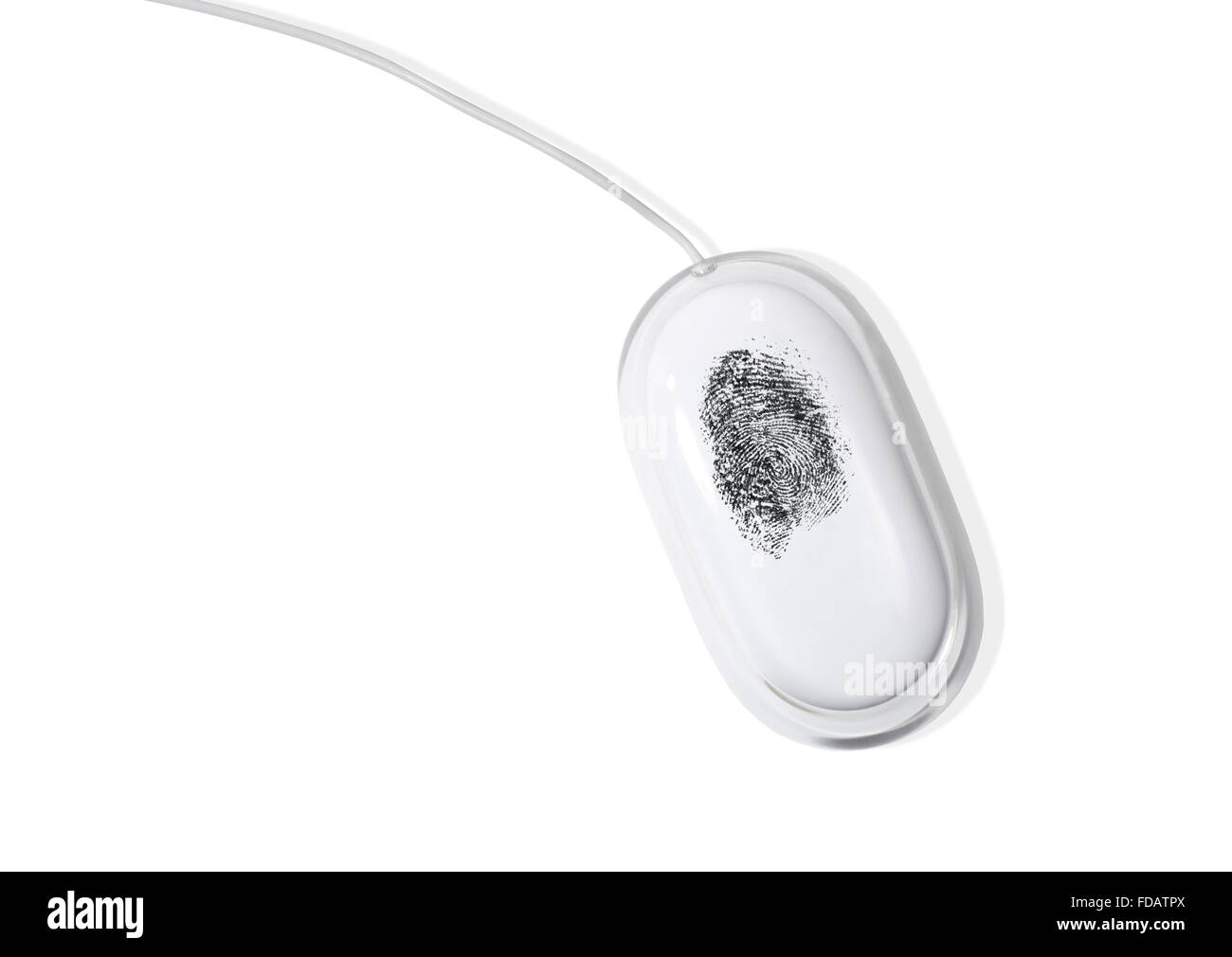 Studio shot of a computer mouse with fingerprint Stock Photo