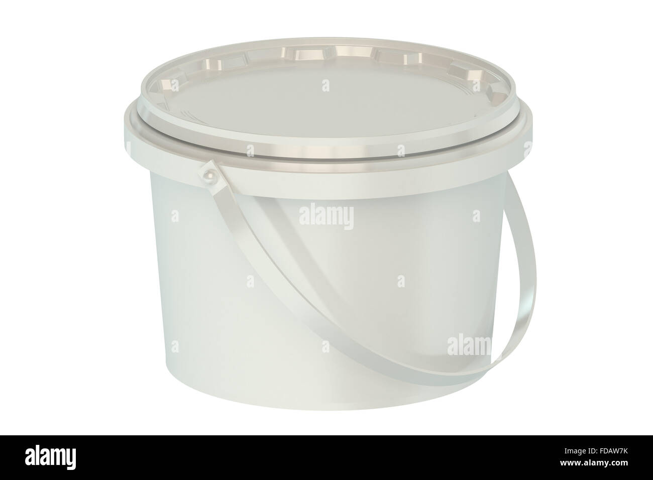 white plastic bucket isolated on white background Stock Photo