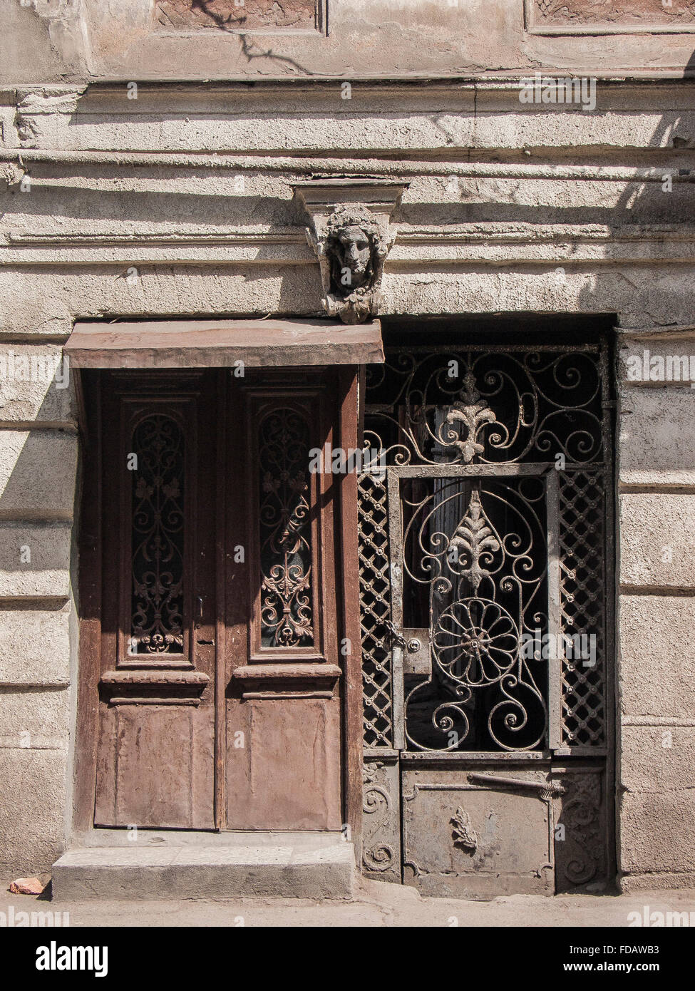 House door in old city street, Tbilisi, Georgia. Stock Photo