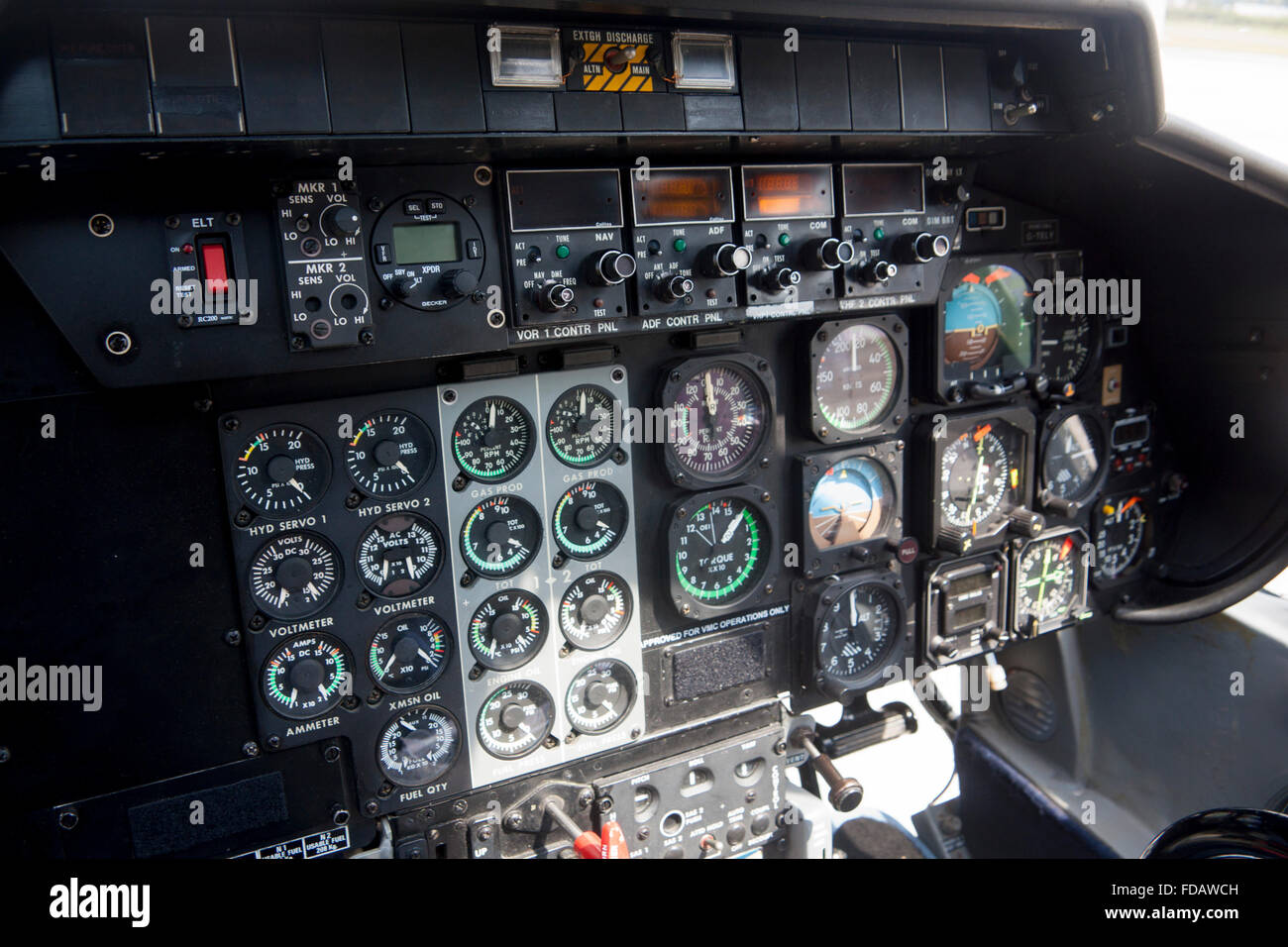 Helicopter control panel Stock Photo