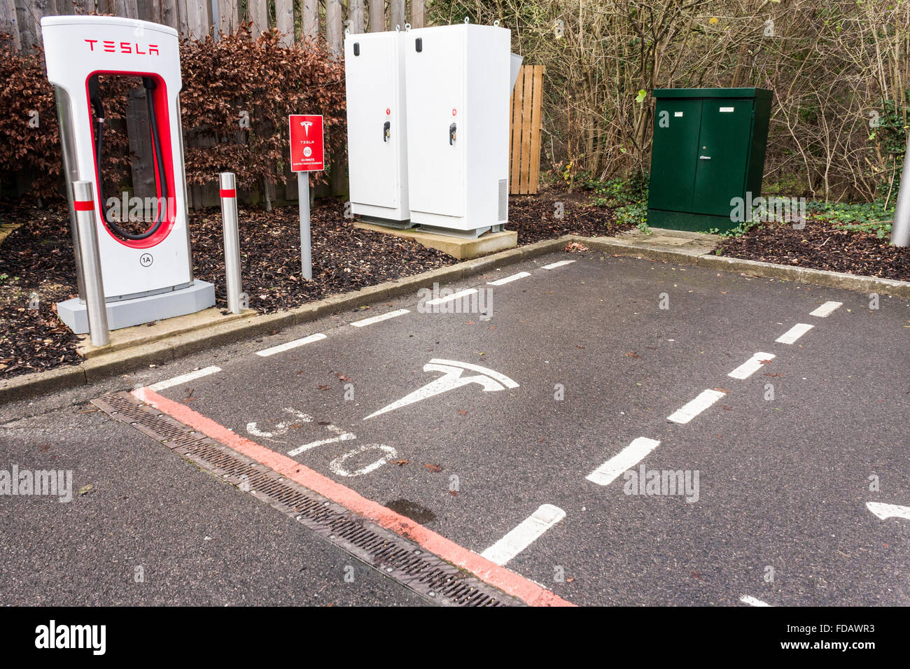Tesla charging station for electric cars, UK Stock Photo Alamy