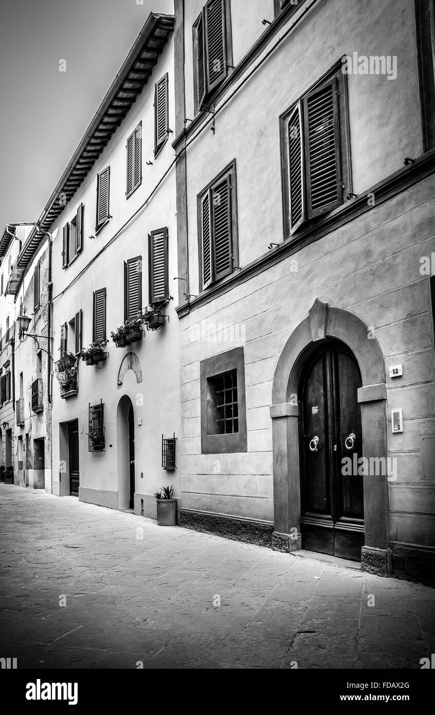 Beautiful street of captivating Montepulciano town in Tuscany, Italy Stock Photo