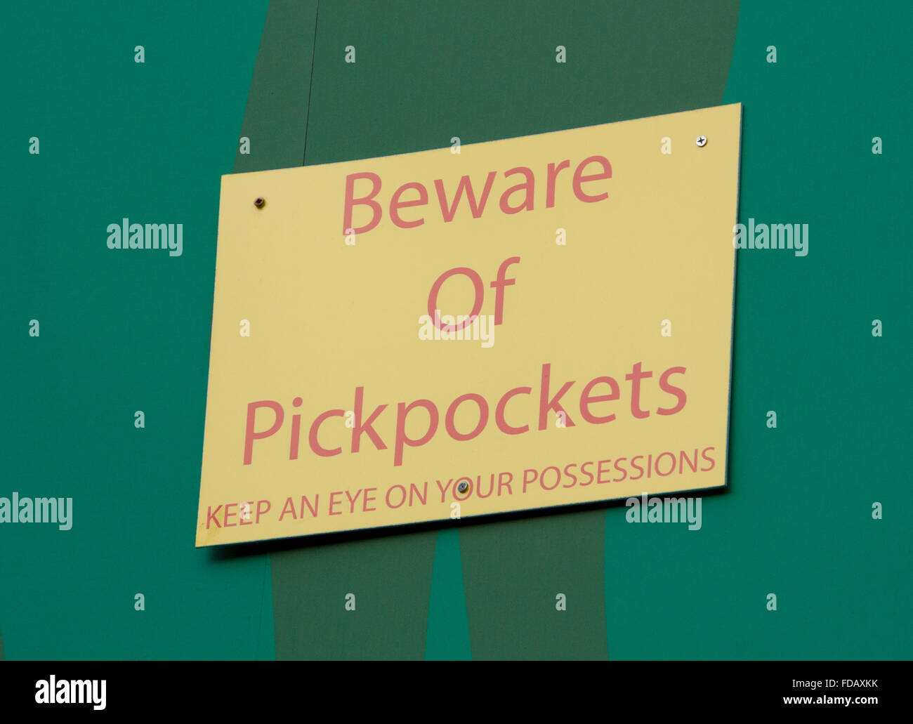 Beware of Pickpockets sign Camden Market London England UK Stock Photo