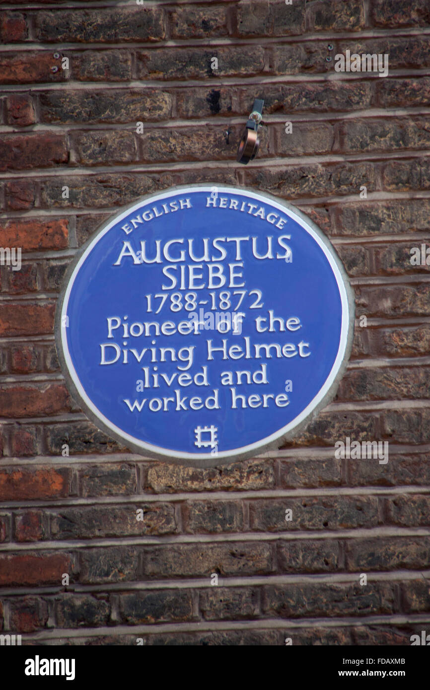 Augustus Siebe blue plaque Denmark Street London England UK Stock Photo