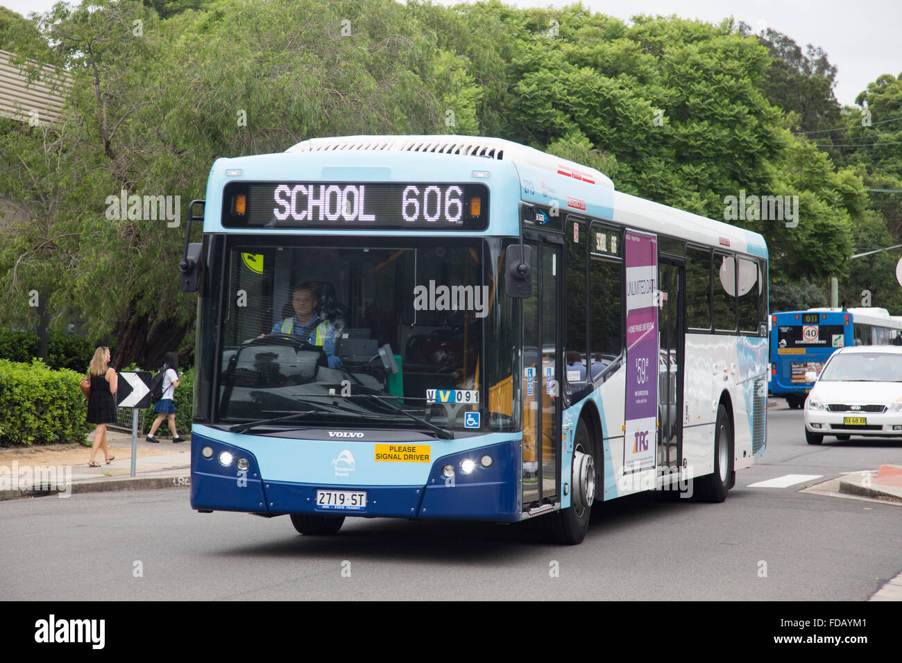 School bus arrives at a Sydney secondary school in New South Wales,Australia Stock Photo Alamy
