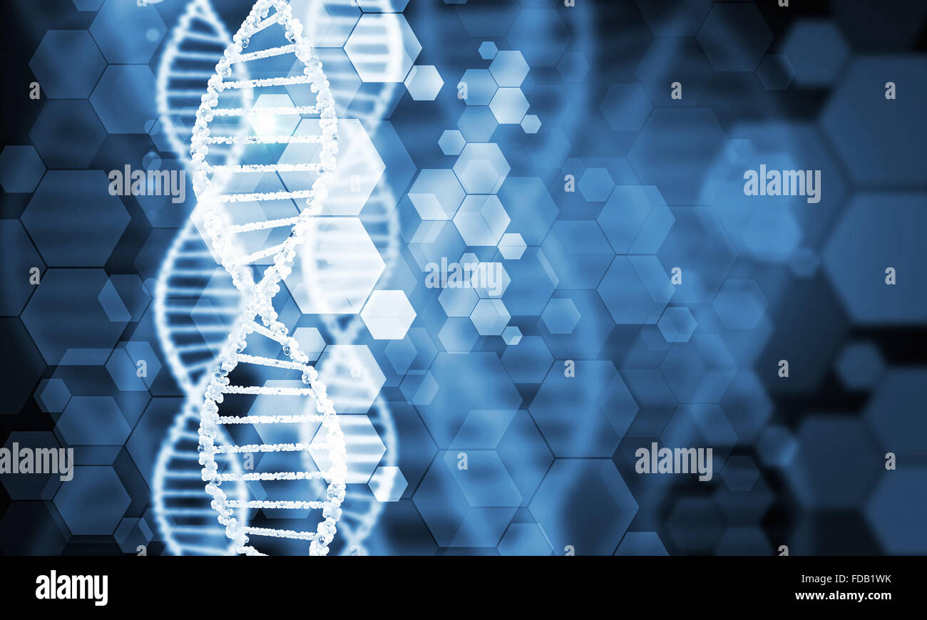 Biochemistry background concept with high tech dna molecule Stock Photo ...