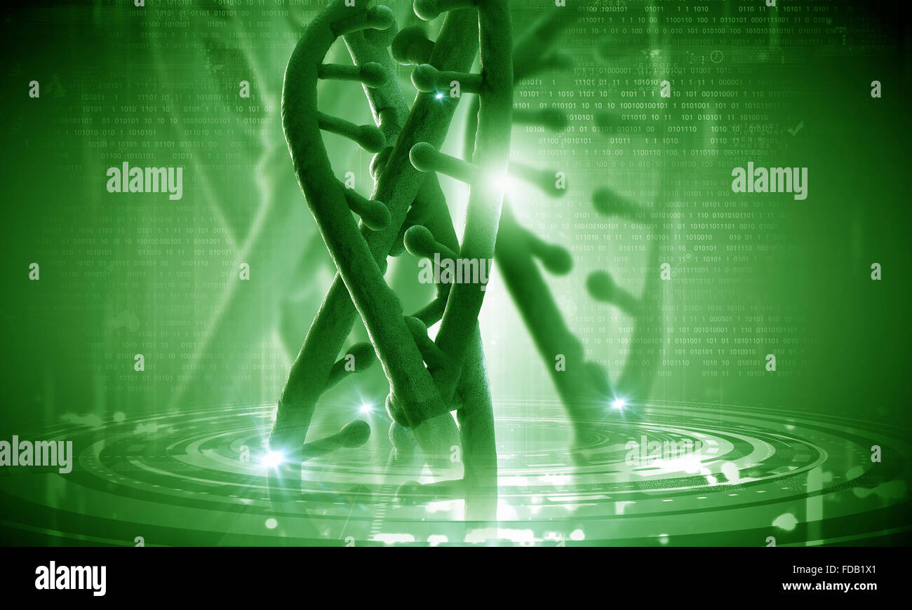 Biochemistry background concept with high tech dna molecule Stock Photo ...