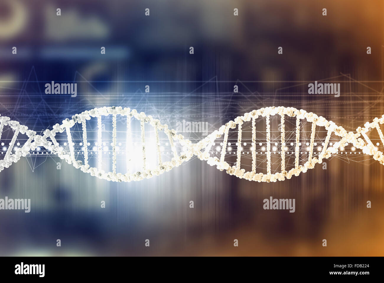 Biochemistry background concept with high tech dna molecule Stock Photo ...