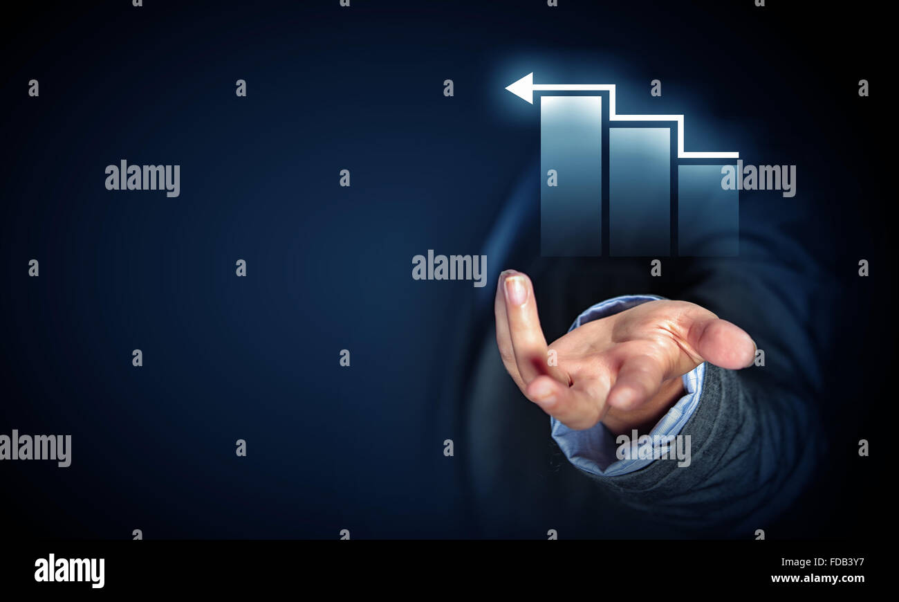 Hand of businessman showing growing graph in palm Stock Photo - Alamy