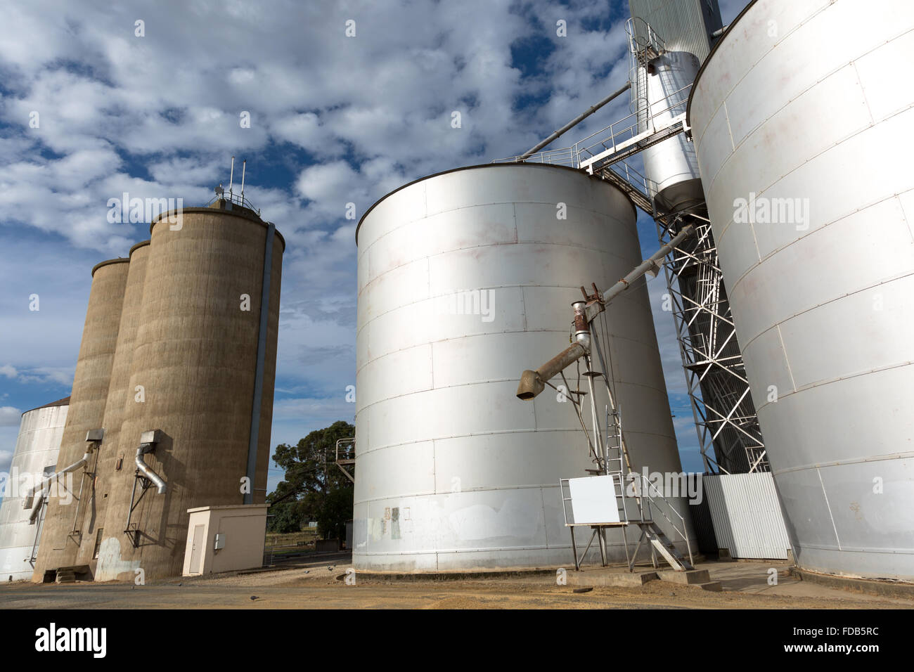 Large industrial Grain Silos made of steel Stock Photo Alamy