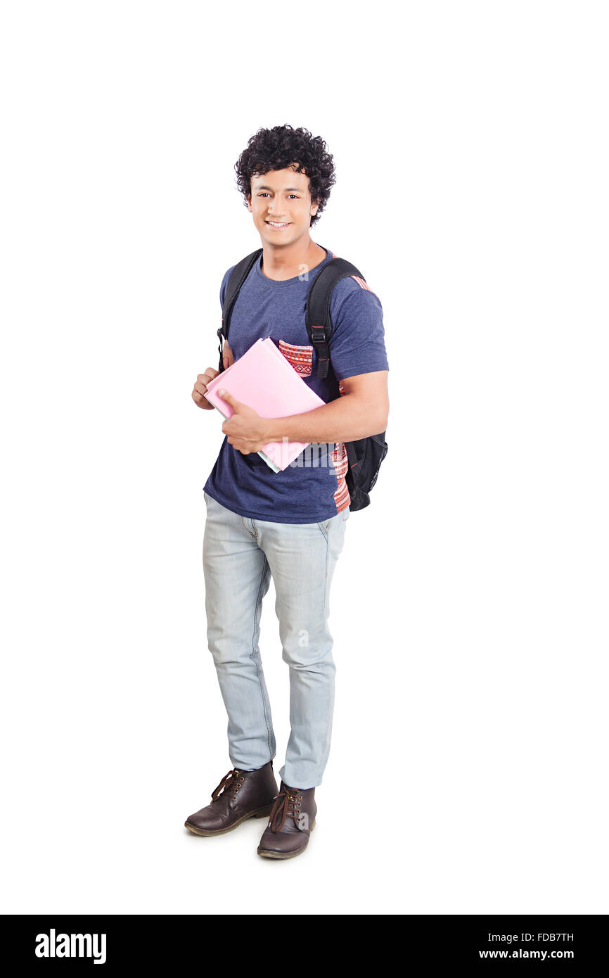 1 Teenager boy College Student Holding Book Standing Stock Photo