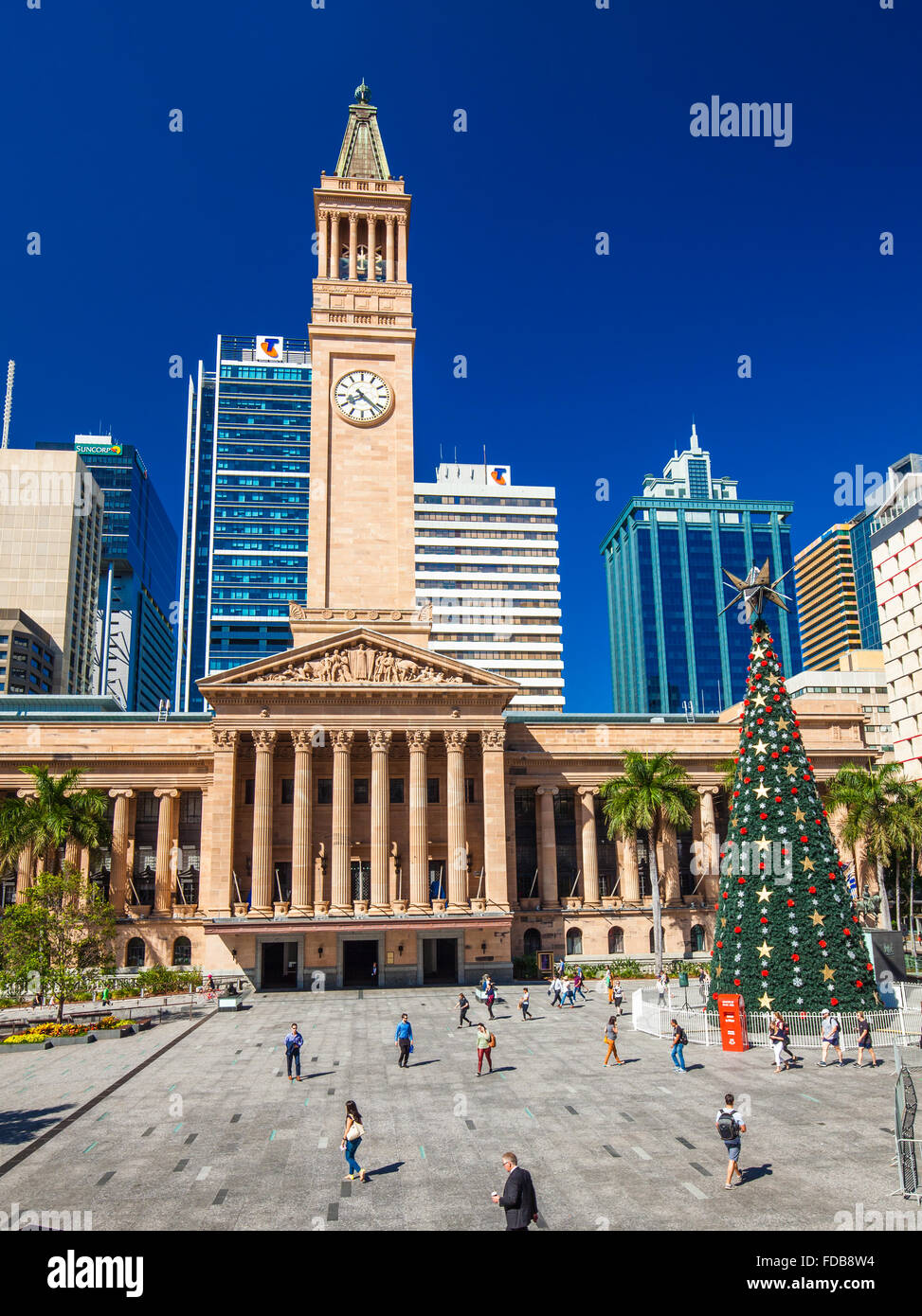 King square with city hall clock tower in brisbane hires stock photography and images