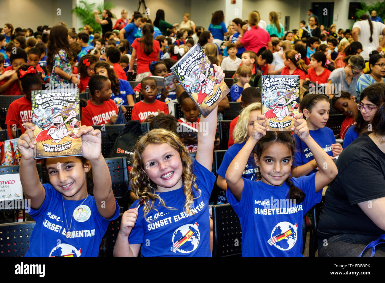 Miami Florida,Book Fair International,Miami Dade College campus,literary,festival,annual student students Hispanic girl girls,youngster,female kids ch Stock Photo