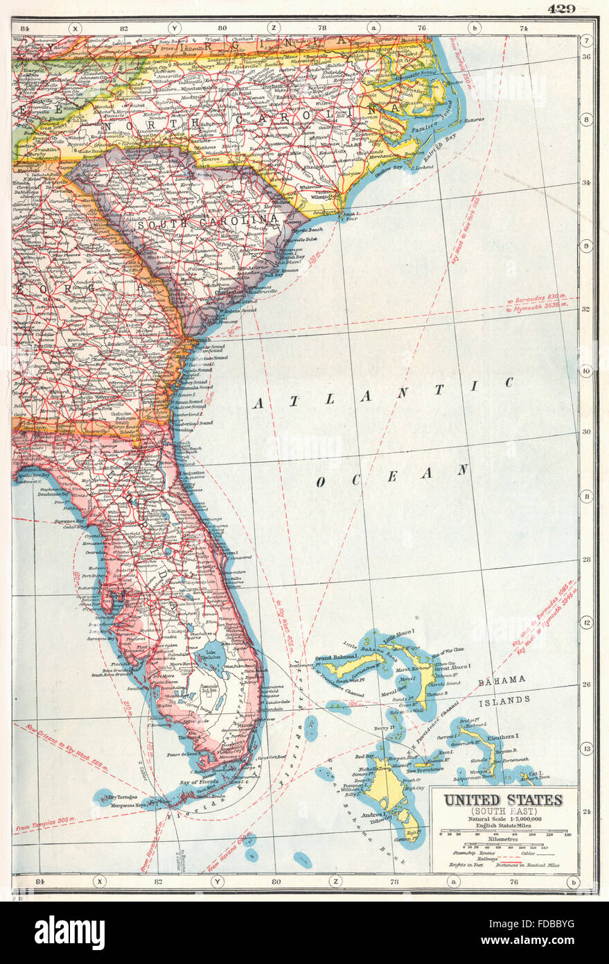 Map Of Florida And South Carolina USA: South East: Florida North Carolina South Carolina Georgia 