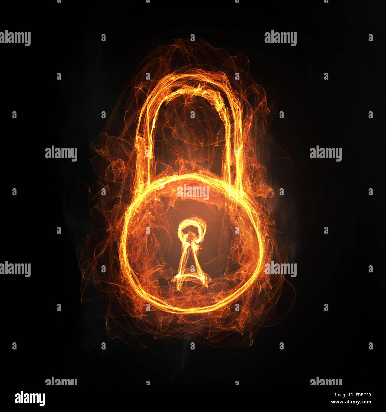 Glowing light lock sign on dark background Stock Photo - Alamy