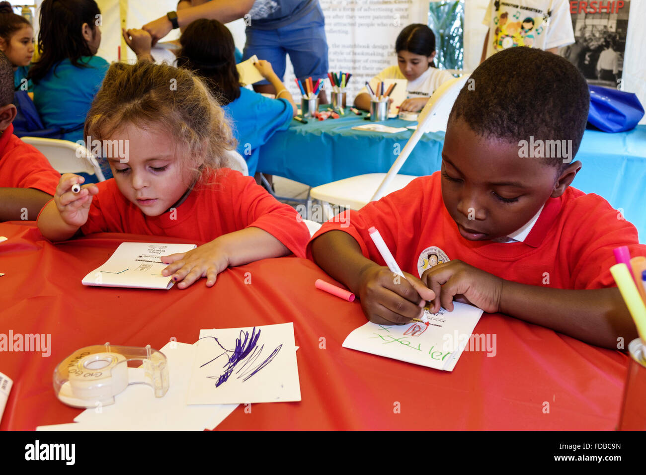 Miami Florida,Book Fair International,Miami Dade College campus,literary,festival,annual event,arts & crafts,tent,coloring,drawing,daycare,student stu Stock Photo