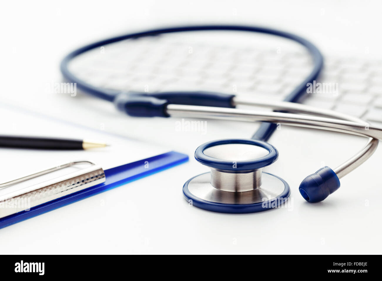 Medical concept with stethoscope clipboard and keyboard Stock Photo - Alamy