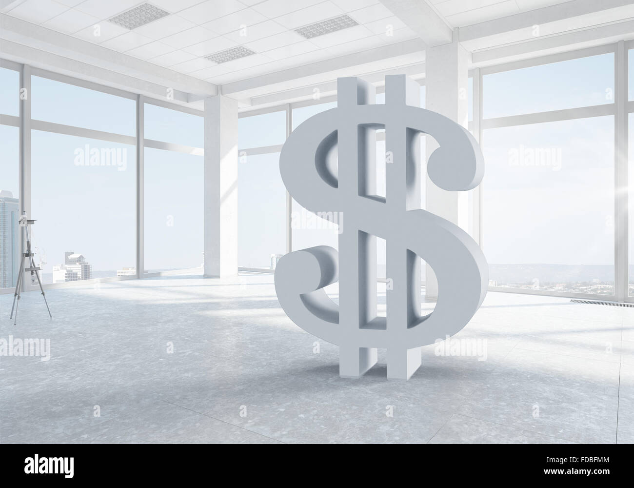 Big dollar symbol on modern office window background Stock Photo - Alamy