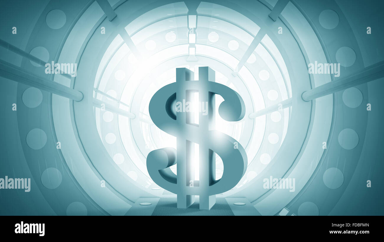 Futuristic designed elegant interior with big dollar sign Stock Photo ...