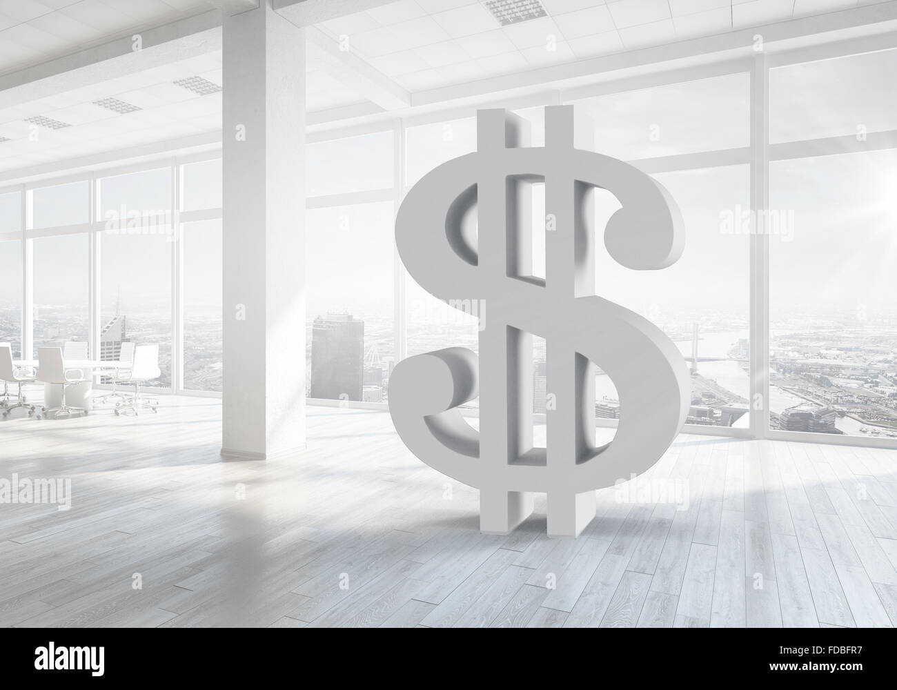 Big dollar symbol on modern office window background Stock Photo - Alamy