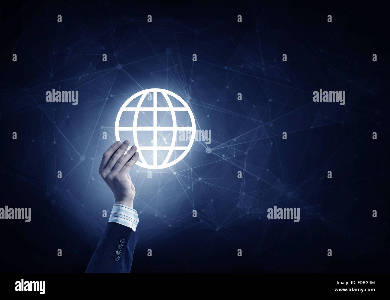 Man hand holding digital Earth planet representing global technologies ...