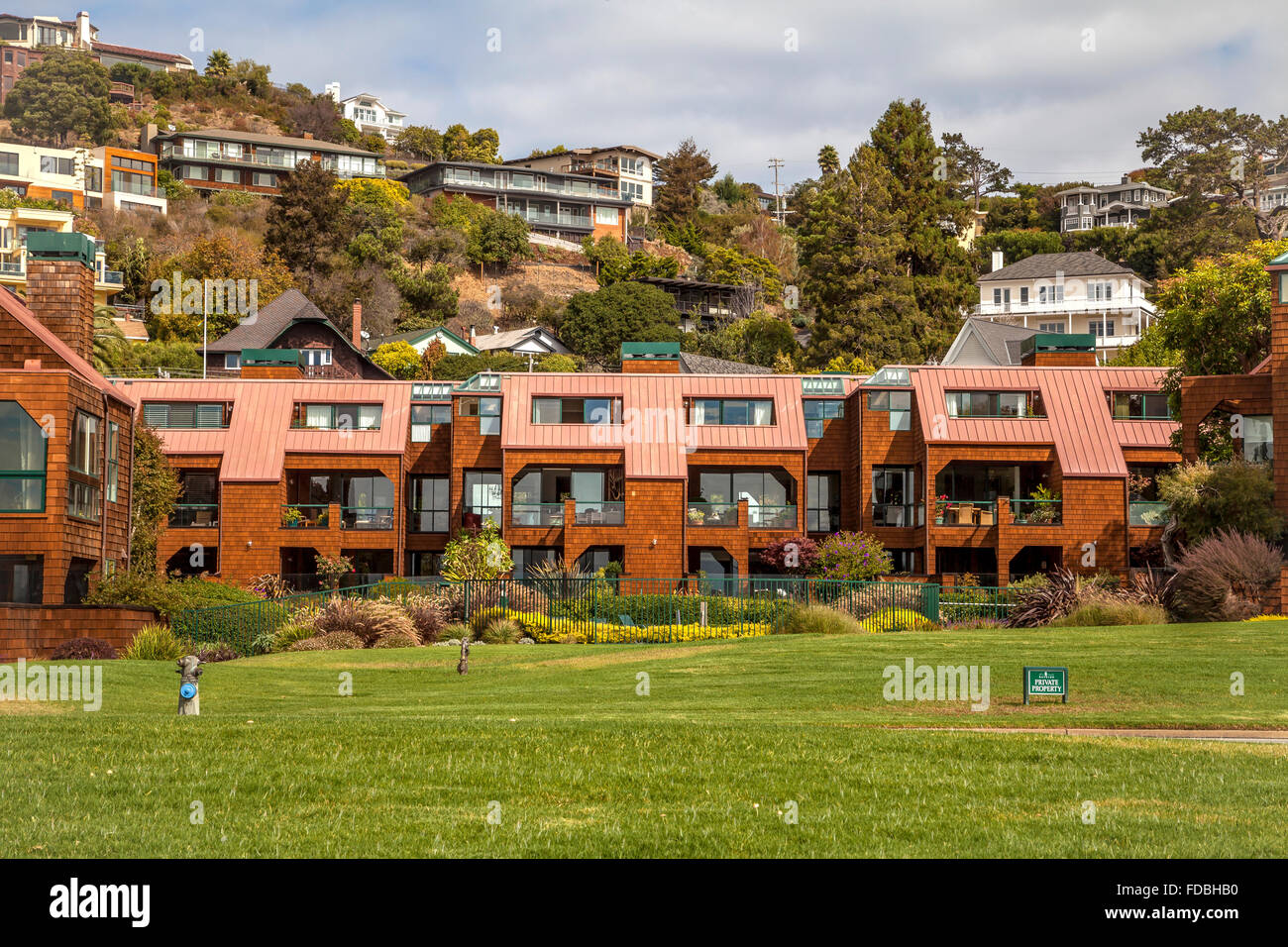 Condominium complex in Tiburon waterfront, Tiburon, California, USA Stock Photo
