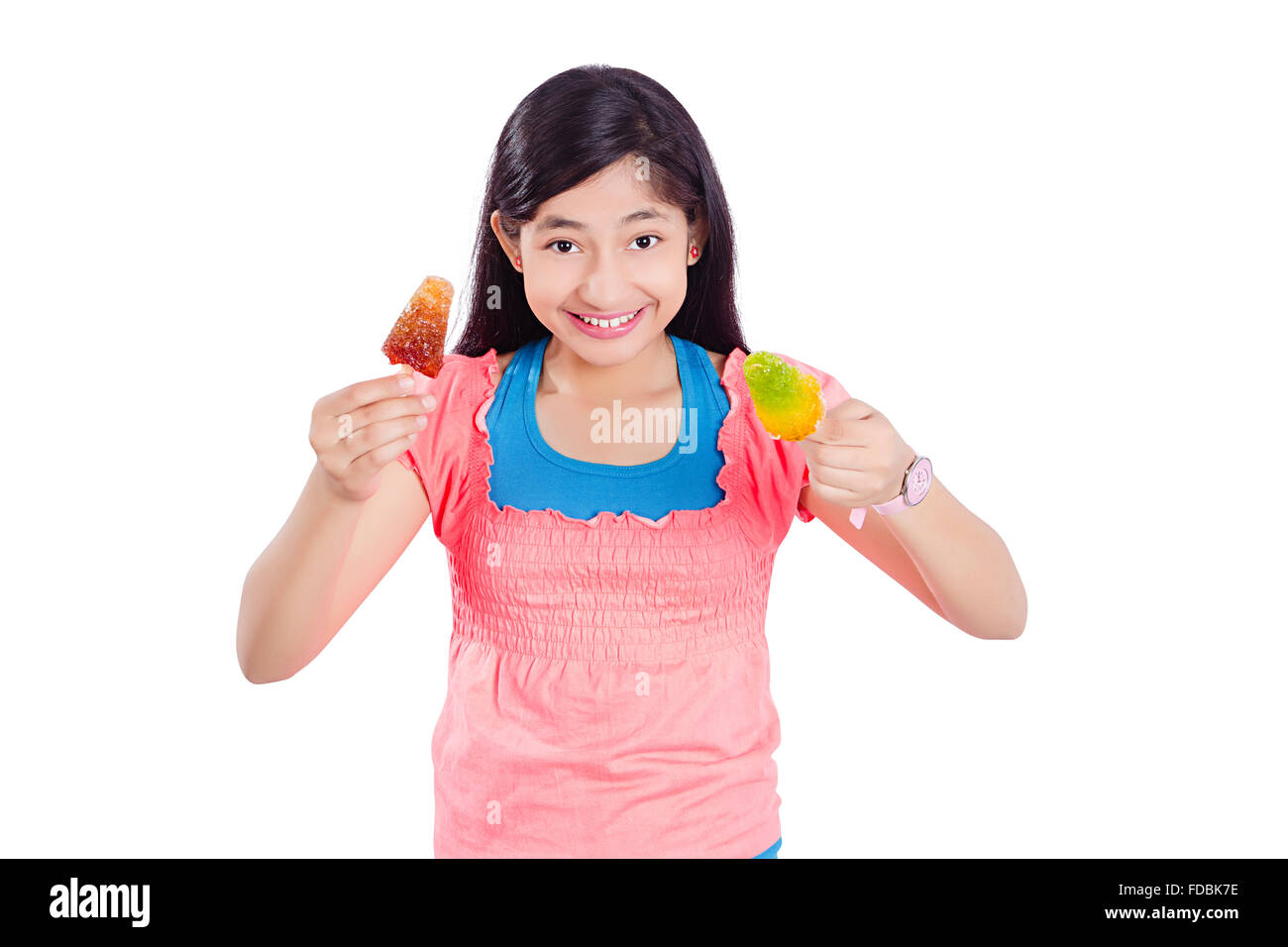 1 Teenager Girl Delicious Ice cream Showing Stock Photo