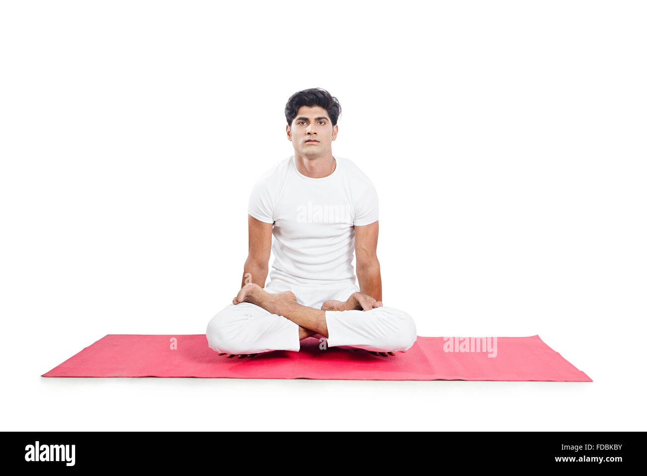 1 Young man Sitting Yoga Exercising Stock Photo