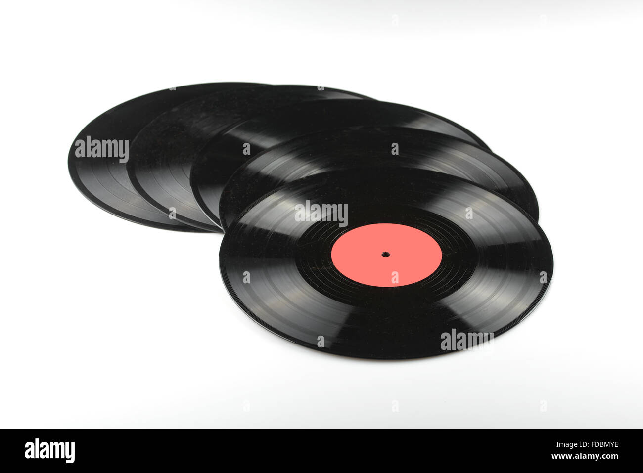 Vinyl discs on white background Stock Photo - Alamy