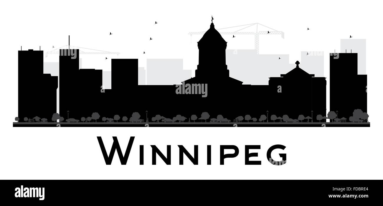 Winnipeg City skyline black and white silhouette. Vector illustration. Simple flat concept for tourism presentation, banner Stock Vector