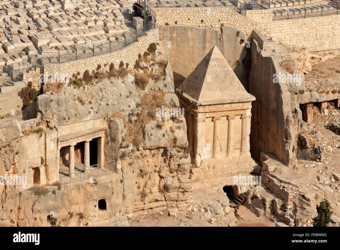 Tombs of Absalom, Zechariah and Benei Hezir in the Kidron valley, Jerusalem, Israel Stock Photo