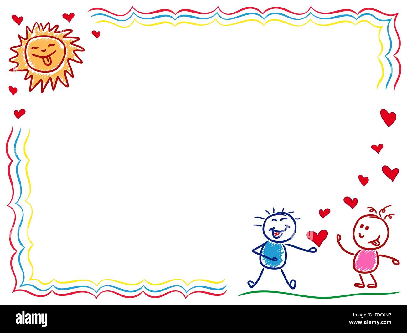 Boy In Love Gives A Heart To A Girl Hand Drawing Vector Cartoon