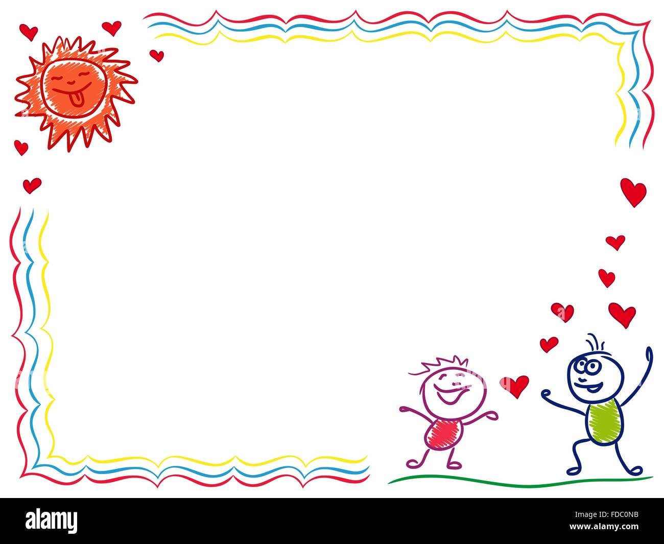 Boy and girl in love, hand drawing cartoon vector Valentine greeting card Stock Vector
